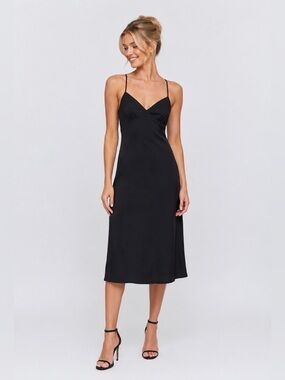 NWT Madewell The Layton Midi Slip Dress True Black Size 0